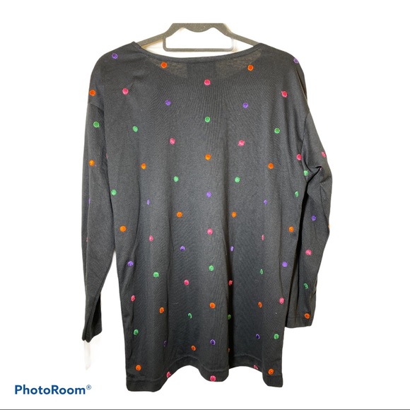 Dark Blue Sweater with Embroidered Dots - Picture 2 of 4